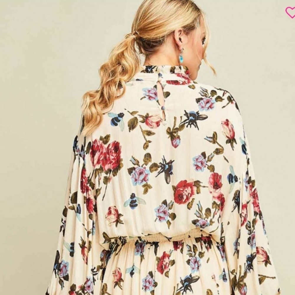Entro Cream Floral Midi Dress - Picture 6 of 10